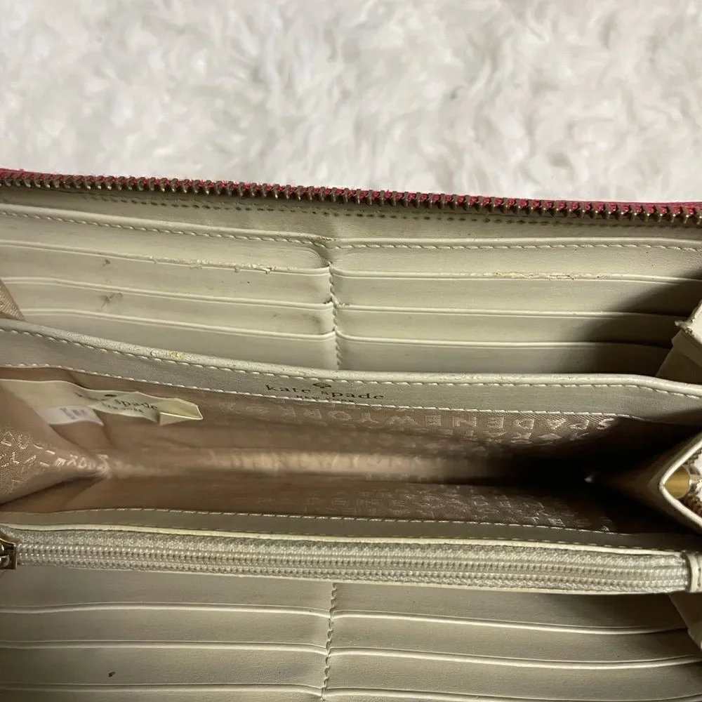 Kate Spade Neda Daycation Wallet Coral Red Turquoise Blue.